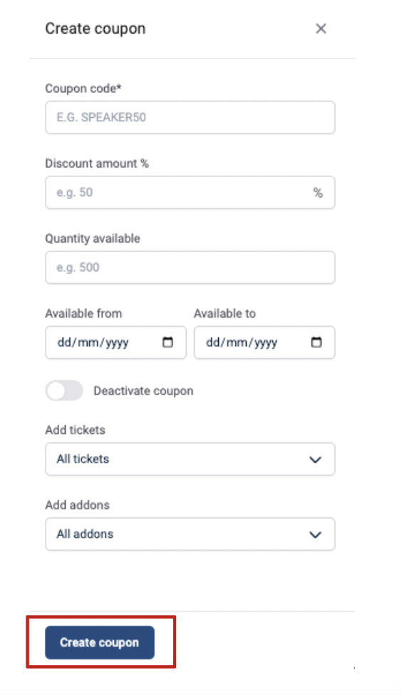 How to create coupon codes for delegate registration